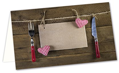 Logbuch-Verlag 50 tarjetas de mesa rústicas de 8,5 x 5,5 cm – Placa para nombre, tarjetas de asiento en estilo rústico – Decoración de mesa para eventos
