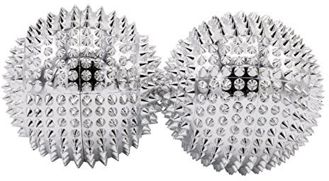 CHI-ENTERPRISE - zwei magnetische Massagebälle - mittel | Faszienbälle zur selbsttherapeutischen Akupressur Behandlung | Inhalt: 2 Igelbälle in silber, je 47 mm Durchmesser & 228 Akupressurnadeln