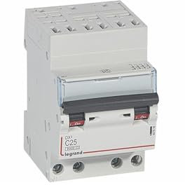 407916 Disjoncteur tétrapolaire 25A - 4P Courbe C - 6/10kA - Automatique et vis - Legrand DX3