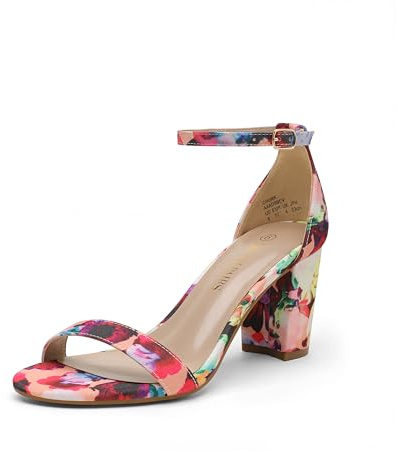 DREAM PAIRS Dam Chunk Low Heel Pumpsandaler Sandaler, Blommig, 38.5 EU