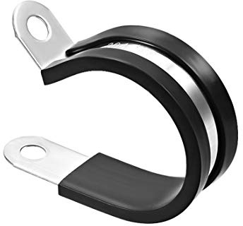 UXCELL 2-3/16 (55mm) Stainless Steel Rubber Cushioned Insulated R-Shape Metal Clamp - 10 Pcs