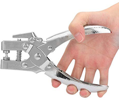 Eyelet Plier, Hole Punch Pliers Belt Puncher Eyelet Setting Tool Portable Manual Tool for Sealing, Punching 3mm-12mm Adjustable of Leather and Paper with Non-slip Grip and 100Pcs Buttons