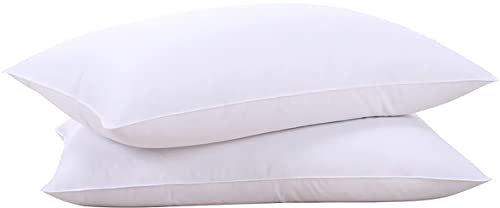 puredown Pack de 2 Almohadas de Pluma y Plumón 48x74 cm, Lavable a Máquina, Funda de Algodón, Cojín Antiácaros Antibacterias y Antialérgica,Pillows for Bed 2 Pack