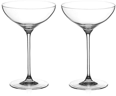 DIAMANTE Champagne Cocktail Saucers coupes Pair - ‘Moda’ Collection Undecorated Crystal - Set of 2