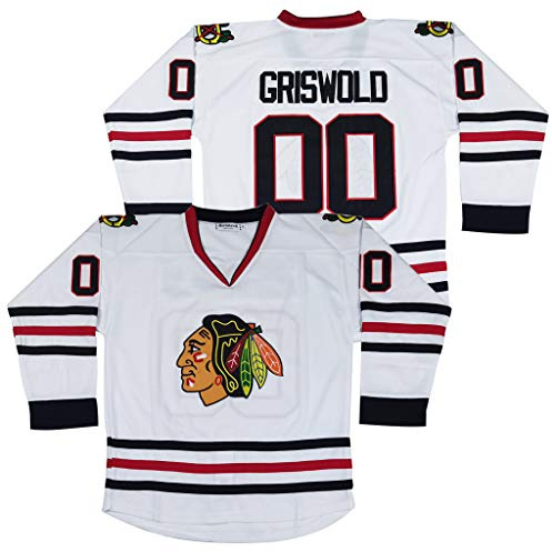 EATAN #00 Clark Griswold X-Mas Christmas Vacation Movie Men's Hockey Jersey White Stitched Camping(Sans Batterie) Chaude (UK, Alpha, L, Regular, Tall, White)