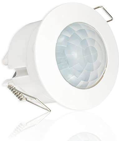POPP® Electric Detector PIR Sensor de Movimiento de Techo 360º 6M Empotrable Interior Corte ø61.50MM, 3-2000LUX IP20 (Pack 1 Unidad)