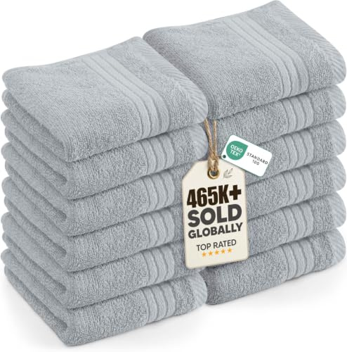 Utopia Towels – 12-pack lyxiga tvätttrasor set (30 x 30 cm) 100% bomullsringspole, mycket absorberande och mjuk känsla tvättdukar för badrum, spa, gym och ansiktshandduk (cool grå)