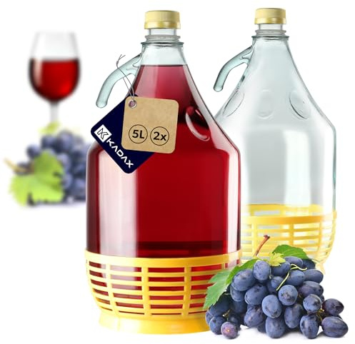 KADAX, barril de vidrio para vino, barril de vidrio para vino, barril de fermentación, barril de vidrio para vino, botella de estribo con cesta, recipiente de fermentación para vino