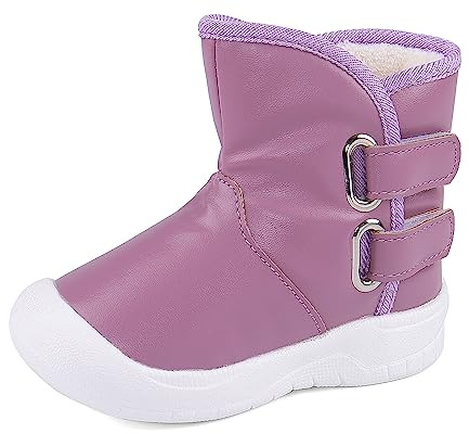 LACOFIA Toddler Girls Anti-Slip Rubber Sole Waterproof Winter Warm Snow Boots Purple 8.5