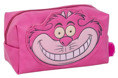 CERDÁ Life's Little Moments - Trousse de Toilette de Voyage Disney - Rose - Grande Capacité de Rangement - Fermeture à glissière - Imprimé Chat du Cheshire - Produit Original
