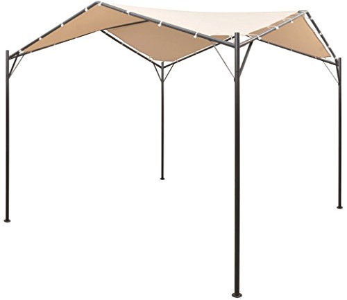 Iiaky Cenador 4x4 m de Acero Beige Carpa Plegable Gazebo Pabellón Cenador Jardín