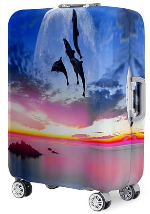 Highdi Kofferschutzhülle, 18-32 Zoll Elastisch Reise Kofferhülle, Meereswelt Koffer Schutzhülle, Kofferhülle Kofferschutzhülle mit Reißverschluss, Kratzfest Kofferschutz (Lila,L)