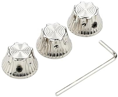 gitarrenzubehör für anfänger 3-teilige Metall-Volumen-Klangregler Rutschfeste Gitarren-Potentiometer-Steuerknöpfe Mit Loch Elektrische Gitarren-Bass-Knöpfe(Silver)