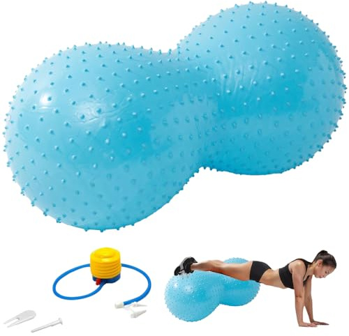 Peanut Ball, 45 * 90CM Anti Burst Sensory Peanut Ball with Pump for Adults and Kids, Thickened Peanut Shape Exercise Ball for Yoga, Pilates, Pregnancy, Gym, Core Training, Physical Therapy, Blue