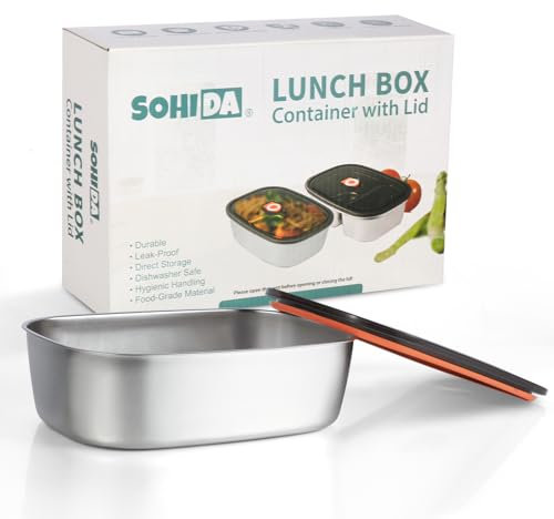 SOHIDA 1.5L Stainless Steel Inner Container with Lid – Single Compartment, Removable, Dishwasher Safe, Compatible with 1.5L Electric Heated Lunch Box, Easy to Clean