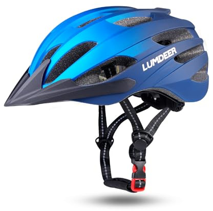 LUMDEER Bike Helmet Adult Mountain Cycling Helmet with Detachable Magnetic Goggles and rechargeable rear light OR Removable Sun Visor, Mountain & Road Bicycle Helmets