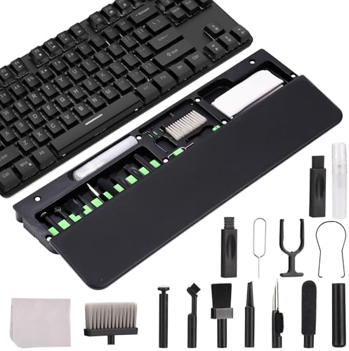 Kit de nettoyage de clavier 22 en 1 avec Wrist Rest - Matériau élastique souple - Kit de nettoyage pour écouteurs AirPods - Design compact - Kit de nettoyage pour tablette, ordinateur, appareil photo