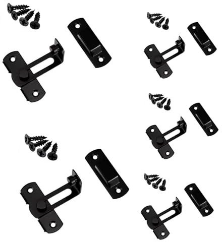 Lot de 5 loquets coulissants en acier robuste - 90 degrés - Loquets de porte de grande taille - Pour coffre-fort domestique