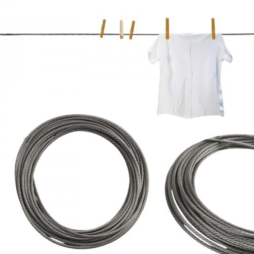 10 m flexibel stålvajer i rostfritt stål, 7 x 19 rostfritt stål vajer multiuse vajer set rostfritt stål tråd rep rep tråd bildram hängande upphängningstråd gardinlina, vajerrep (3 mm)