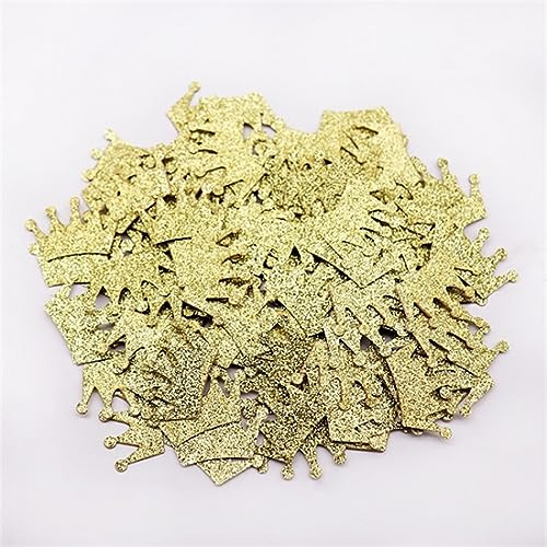 Festdekorationer paket 100 st/parti glitter papperskonfetti romantisk guldkrona hjärta diamantring konfetti bröllop födelsedagsfest dekorationer tillbehör (guldkrona)
