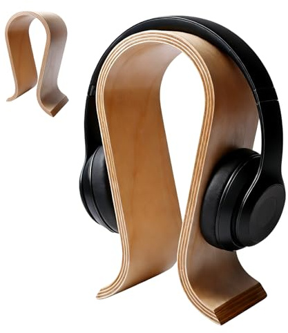 PORFOYO Supporto per cuffie in legno, a forma di U, universale, antiscivolo, durevole per casa, ufficio, studio