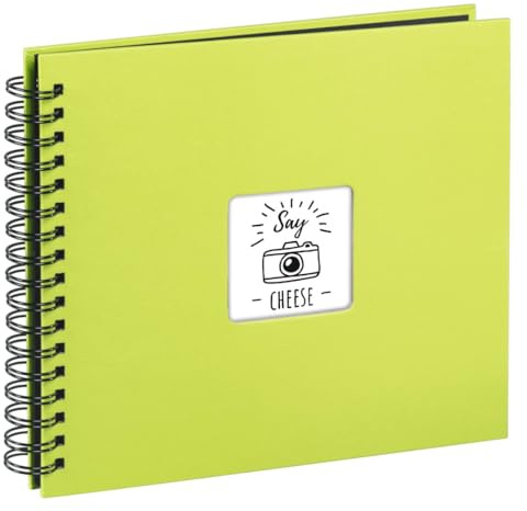 Hama | Álbum de Fotos con espiral para pegar y escribir (Álbum de fotografía de 10 x 15 cm, tamaño 36x32cm, con 50 hojas, papel cristal protector, 10x15 cm máximo 300 fotos) Color Kiwi