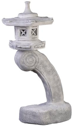 gartendekoparadies.de Japanische Rankei Steinlaterne, H. 87 cm, 52 kg, Grau, frostsicher aus Steinguss für Außenbereich