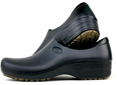 Sticky Nursing Shoes Women - Chefs - Kitchen - Nurses - Clogs for Work - Waterproof Non Slip (Black, 8)