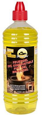 FARMLIGHT Comb 1 L combustibile Bio, per bracieri e caminetti a Gel di bioetanolo 1 Bottiglia da 1 litro, Yellow, firegel Unisex Adulto, Trasparente