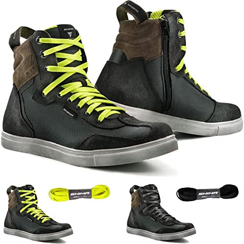 SHIMA Rebel Vented, Motorradschuhe für Männer | Atmungsaktive, Verstärkte Straßenreitschuhe mit Seitlichem Reißverschluss, Knöchelstütze, Rutschfeste Sohle, Schaltgriff (Grau, 45)