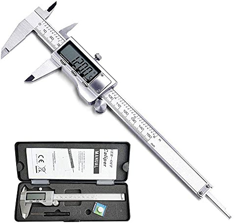 Digital Caliper, Caliper Measuring Tool with Stainless Steel, Electronic Micrometer Caliper with Large LCD Screen, Auto-Off Feature, Inch and Millimeter Conversion (6 Inch/150 mm)