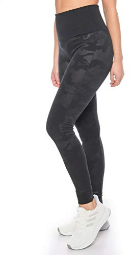 Kendindza Damsportleggings hög midja mage bort, Svart | Kamouflage, XXL