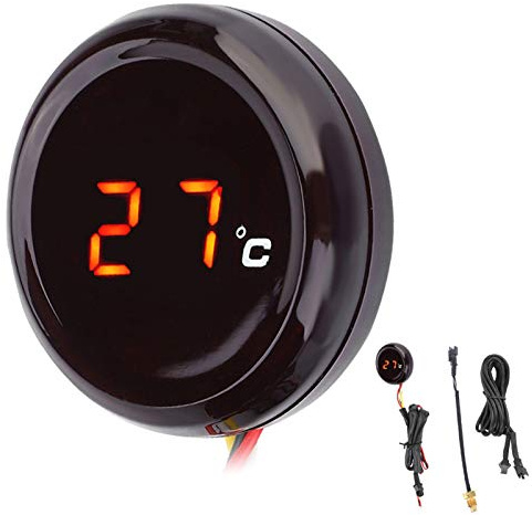 Digital Thermometer Anzeige Lenker Wasserdicht Nachtsicht Temperaturanzeige LED-Anzeige für 12V Motorrad, Rennen, Roller usw.(rot)