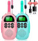 ULEWAY Walkie Talkie für Kinder?Wiederaufladbarer funkgerät,3 km Reichweite,Junge Mädchen Spielzeug 4-12+ Jahre 16 Kanäle,Walky Talky für Abenteuer im Freien, Camping, Wandern 2 Stück-Rosa Blau