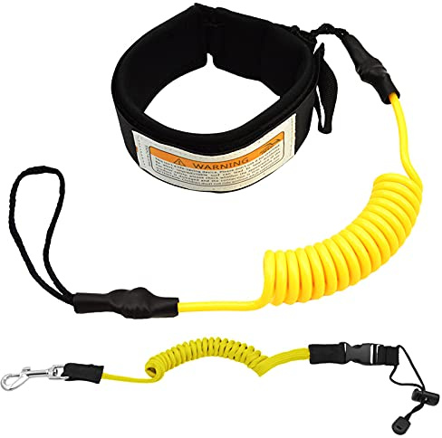 Guinzaglio per Tavola da Surf,Leash SUP per Pagaia Kayak,TPU Corda per Gambe con Cinturino Alla Caviglia Arrotolato Paddle Board,Fibbia per Cintura Regolabile,Ganci in Metallo,per Tavola da Surf Canoa