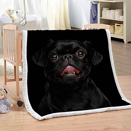 Kuscheldecke Kinder 130x150 cm 3D Hund Haustiere Waschbar Microfaser mit Muster Brabanson Wohndecke Weiche Warme FleecedeckeJungen Mädchen Jugendliche Sofadecke Couchdecke
