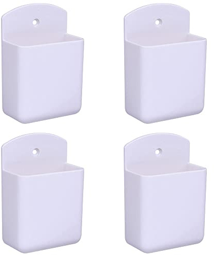 Hsthe Sea Paquete de 4 Soportes de Control Remoto Blancos Caja de Almacenamiento de Medios de Montaje en Pared para el hogar, Oficina, Dormitorio, salón, Caja de Almacenamiento autoadhesiva