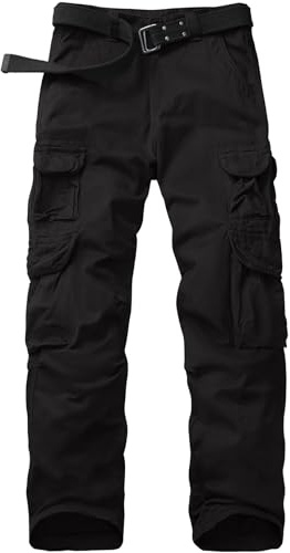 Toumett Men's Cargo Pants Cotton Ripstop Hiking Work Pants Outdoor Casual Pants with Multi Pockets.(6325,Black,36)