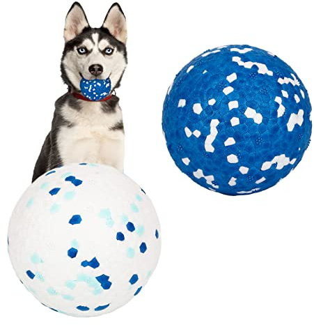 2 Piezas Pelota de Juguete para Perros,Pelotas para Perros Indestructible,Goma Alto Rebote Pelota Interactiva Sólida Duradera,Bola Juguetes de Entrenamiento para Perros Pequeños Medianos Grandes