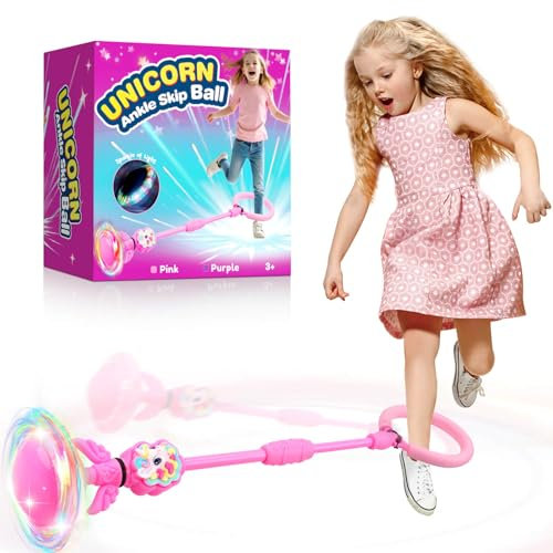 YOTOY Springring Fußkreisel Mädchen Kinder Einhorn Fußkreisel mit Lichtrad Sportgeräte für Kinder Mädchen ab 6 7 8 9 10 11 12 Jahre Spielzeug Junge Geschenk Geburtstag Spielsachen