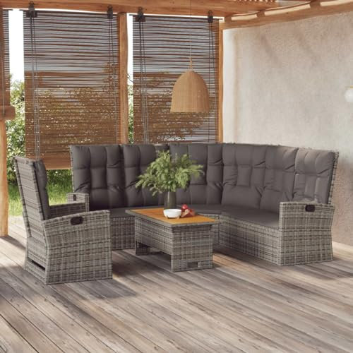 Festnight Ecklounge mit Verstellbare Rückenlehne Gartenlounge Outdoor Rattan Eckgarnitur Sitzgruppe Garten Lounge Loungemöbel Terrasse Terrassenmöbel Gartenmöbel Set Sitzgarnitur Balkonmöbel