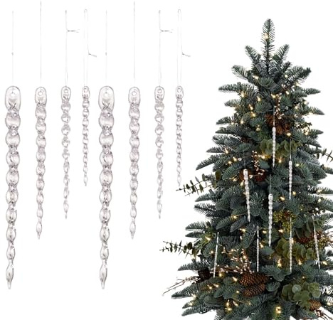 Adornos de carámbano para árbol de Navidad,Adornos de carámbano para árbol de Navidad | 42 adornos colgantes de carámbanos acrílicos transparentes | Adornos navideños de para decoración navideña en in