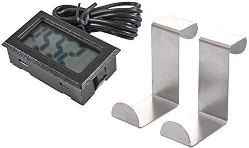 SAROAD 1 thermomètre numérique LCD pour réfrigérateur congélateur - Température de -50 à 110 °C - 2 crochets de porte arrière en acier inoxydable - Pour armoire de cuisine