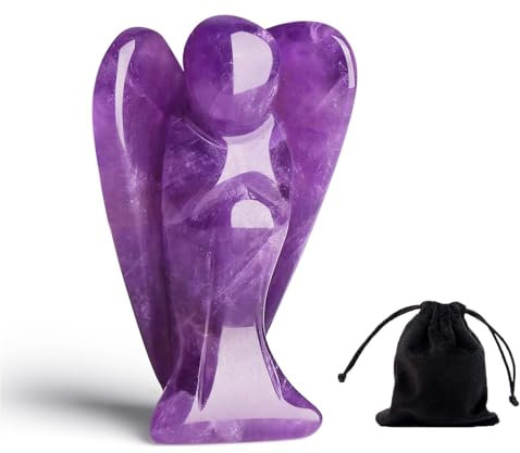 Statuetta di angelo, 50 mm, ametista, angelo custode, cristalli di angelo, pietre curative, ametista, pietra custode, regalo di angelo, decorazione (ametista)