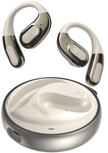 Open Ear Headphones, Open Ear Earbuds with Clear Calls, Bluetooth 5.4 Wireless Earbuds With Ear Hooks, Playtime 40H, IPX5 Waterproof, Lightweight Sport Earphones For Running Fitness Workouts (White)