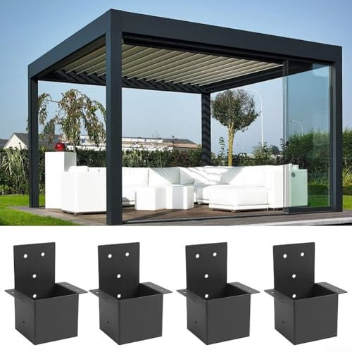 Kit de soporte para pérgola, soporte de esquina resistente, base de columna, soportes de base para cenadores, pérgolas de patio, cabaña de troncos al aire libre
