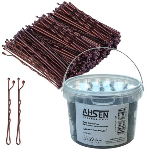 Ahsen Professional Wavy Bobby Pins Pinces à cheveux avec boîte de rangement Marron 5 cm