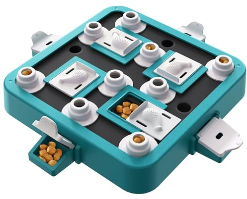 Aluckmao Dog Puzzle Toy, Adjustable Difficulty Levels Beginner to Advanced, Large Size, Brain Stimulation Mental Enrichment, Food Treat Game (Green)