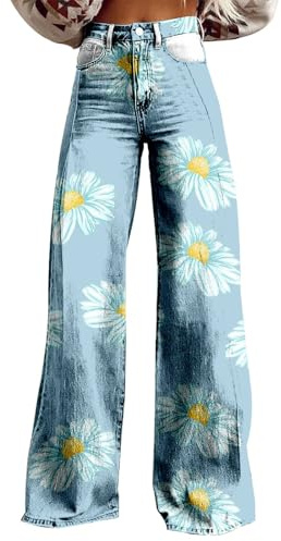 Bootcut byxor dam elegant – 70-tals outfit dam utsvängda byxor vintage fritidsbyxor moderna utomhusbyxor hippie blommor hög midja disco kostym yogabyxor med breda ben lösa raka ben utsvängda byxor
