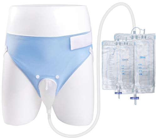 Bolsa de drenaje de orina de silicona para hombres mayores, recolector de orina reutilizable (2000 ml1 + 1000 ml1), Azul